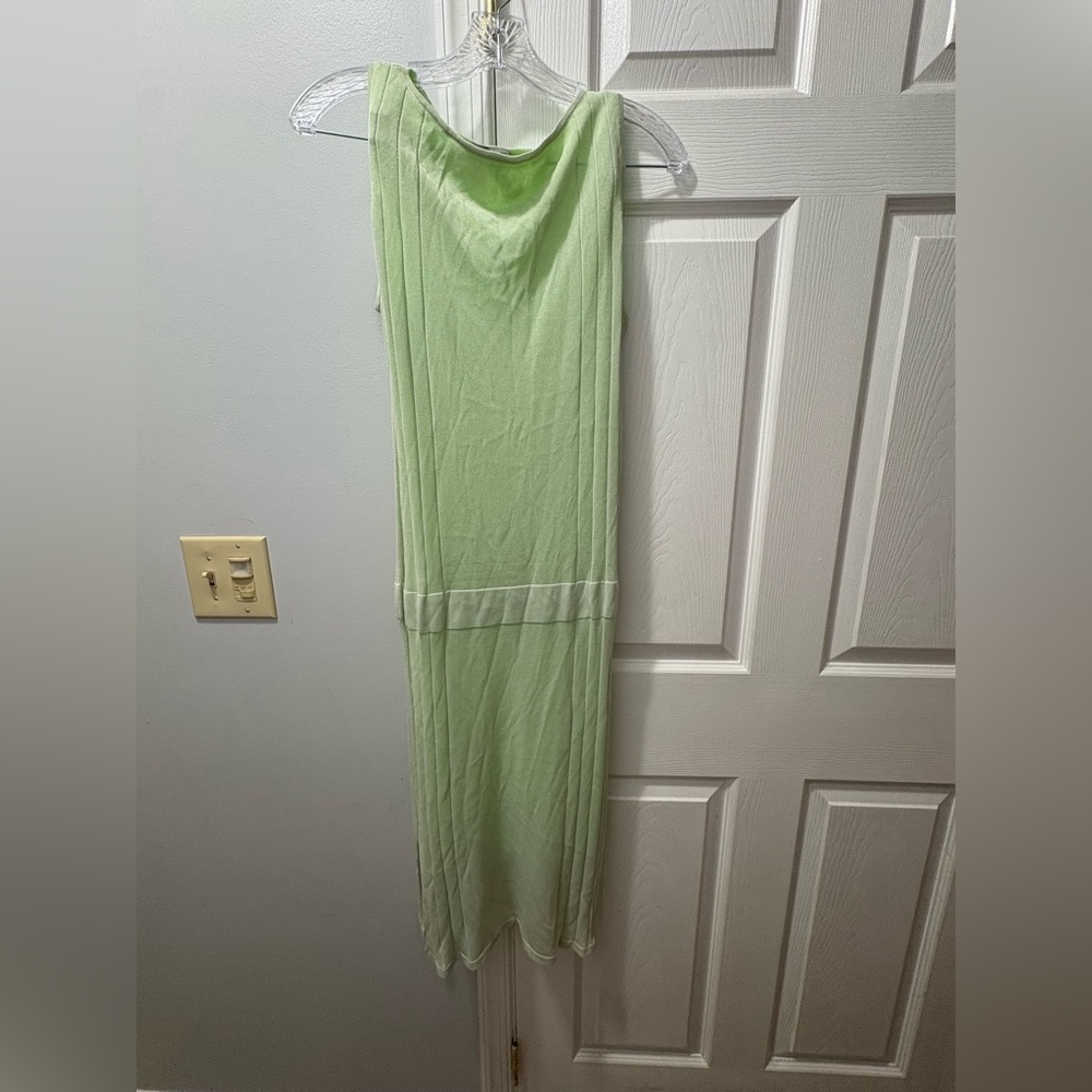 Cos Green Drop Waist Sheer Overlay sleeveless midi dress XS
